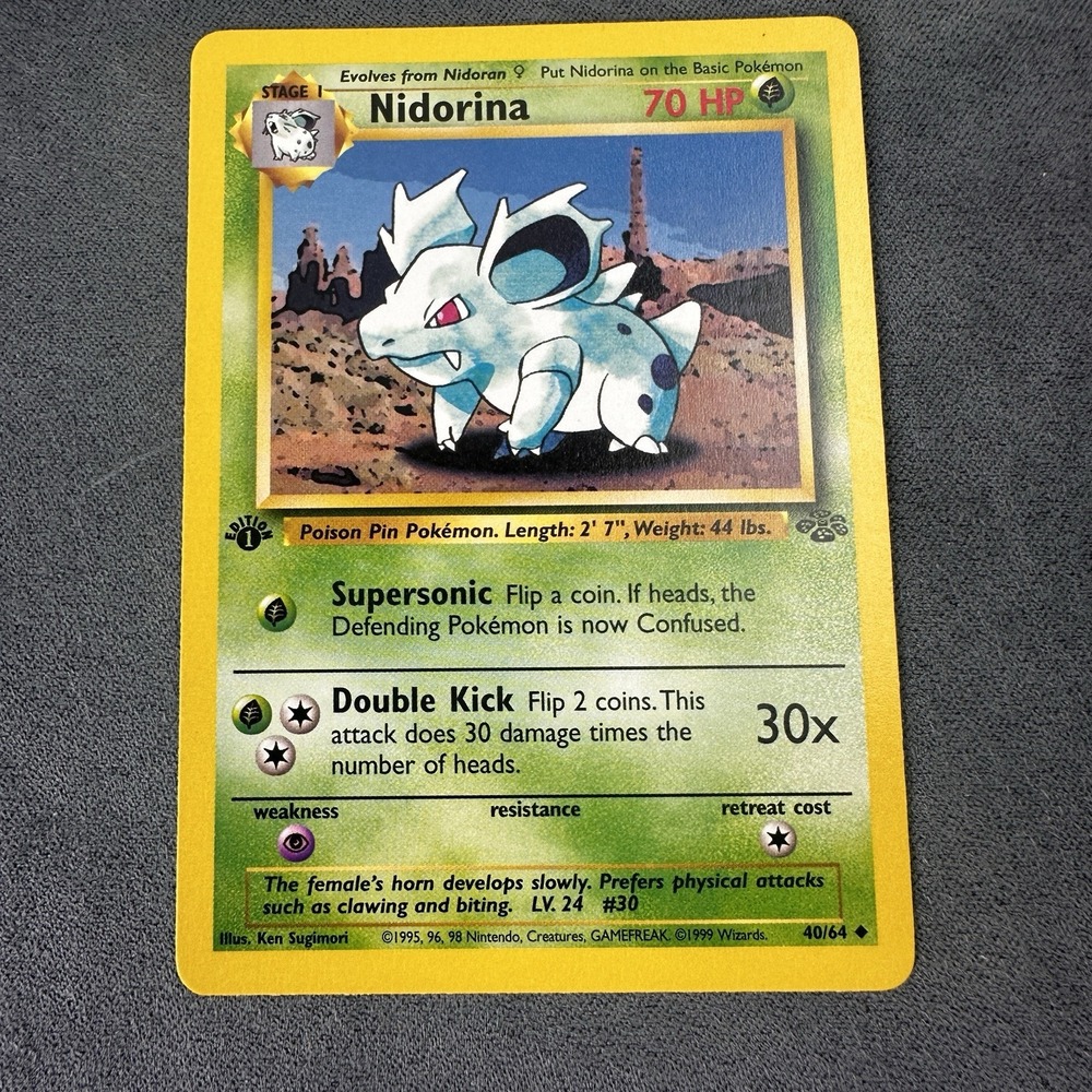 Nidorina 40/64 1st Edition Jungle 1999 Pokemon Card WOTC Vintage LP